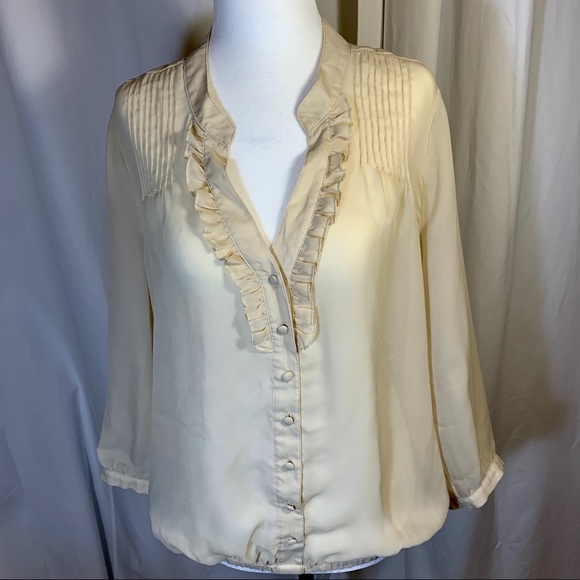 Daniel Rainn Sheer Cream Blouse - Picture 1 of 8